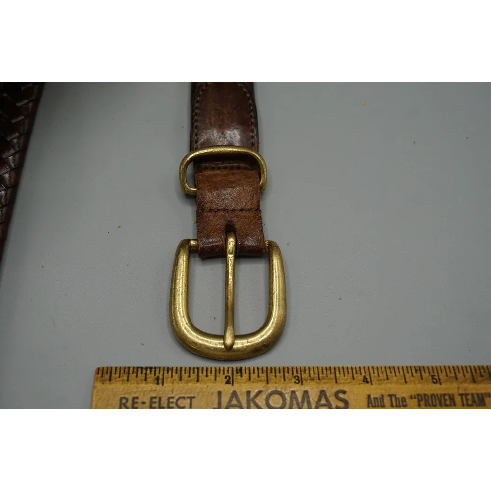 Coach Mens Braided Leather Belt Brown Mahogany Brass Buckle Size 40 5022 Vintage